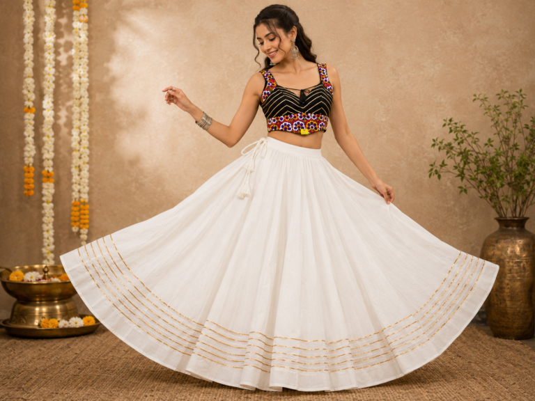 Rayon Lehenga Choli Set Black and White Black and White - Image 1