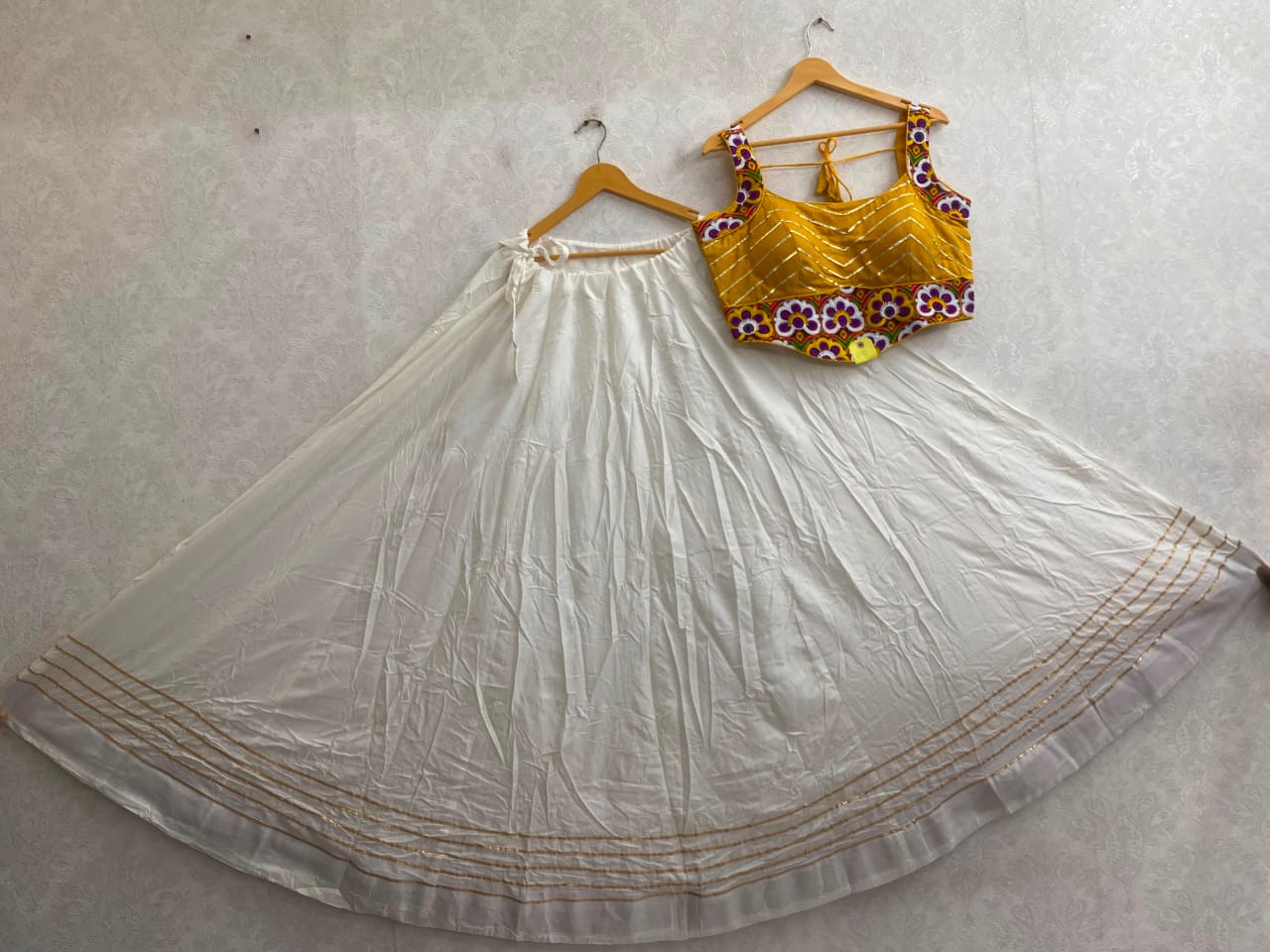 Rayon Lehenga Choli Set White and Yellow White and Yellow - Image 2